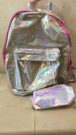 Zaino+astuccio  arcobaleno cangiante