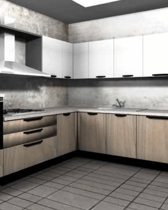 Cucina angolare L259x274cm con 4 elettrodomestici