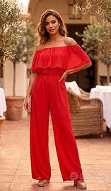 Tuta jumpsuit rossa nuova con cartellino S