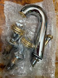 Miscelatore rubinetto 3 fori cromato e oro