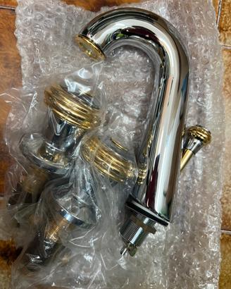 Miscelatore rubinetto 3 fori cromato e oro