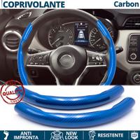 COPRIVOLANTE per NISSAN Effetto FIBRA CARBONIO Blu