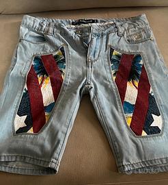Bermuda jeans con toppe fantasia estate