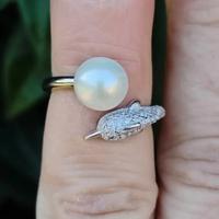 Anello  argento 925 massiccio regolabile perla nat