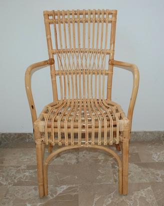 Sedia legno in vimini giunco da giardino soggiorno
