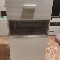 Madia alta effetto olmo naturale, bianco laccato (