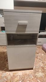 Madia alta effetto olmo naturale, bianco laccato (