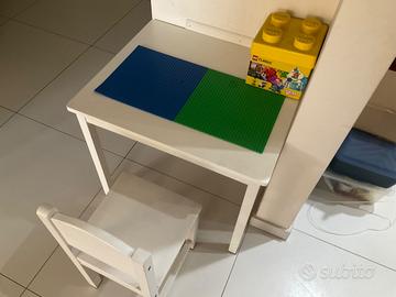 Kit Tavolo, Sedia Bambini in Legno e Lego