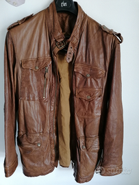 Giacca Vintage Uomo 3/4 in vera pelle marrone