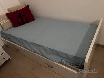 Letto singolo completo materasso rete e cassetti