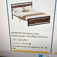 LETTO IN FERRO MISURE FRANCESI NUOVO