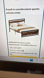 LETTO IN FERRO MISURE FRANCESI NUOVO