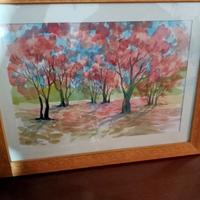 quadro acquerello il mandorlo in fiore 