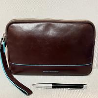Pochette piquadro pelle marrone