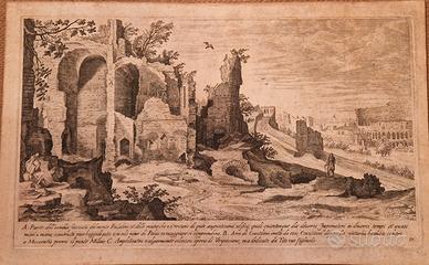 Palatino Colosseo antica stampa originale 1600