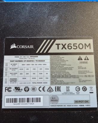 alimentatore Corsair TX650M semi modulare