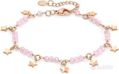 Bracciale Donna acciaio con stelle finitura rosa