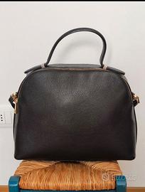 Borsa nera vera pelle nuova a semiluna