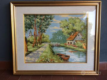 Quadro ricamato a mezzopunto con cornice 65x55