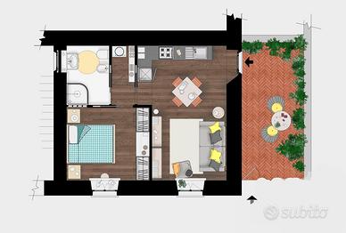 Grazioso bilocale + terrazzo zona cure