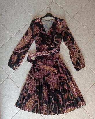 Abito chemisier plissettato a fantasia Paisley