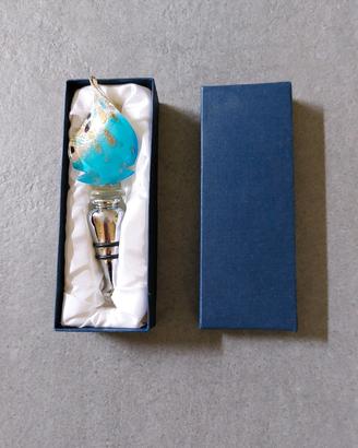 Tappo Foglia Blu Vetro Murano