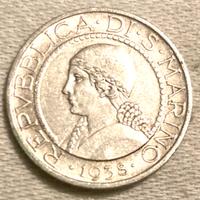 Repubblica di S.Marino-5 Lire 1938- Argento-qSPL