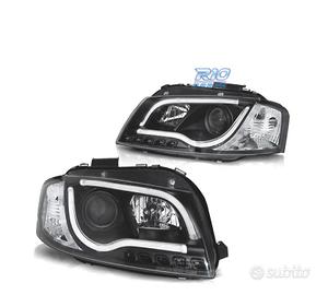 FARI AUDI A3 8P 03-08 CON DRL LED NERI