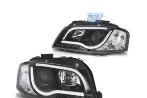 FARI AUDI A3 8P 03-08 CON DRL LED NERI
