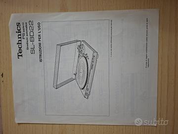 Manuale d'Istruzioni Originale Technics SL-BD22