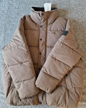Calvin Klein CK Badge Oversized Puffer Mocha Brown