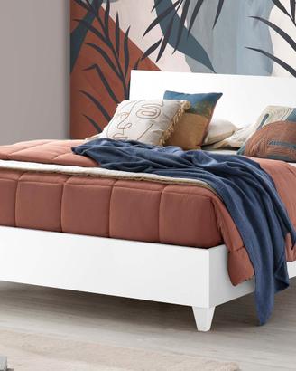 Letto contenitore con doghe e specchio abbinato