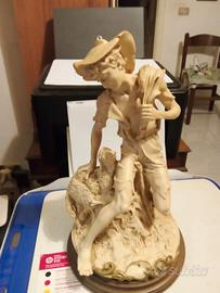 scultura in simil - avorio pastore con pecora -