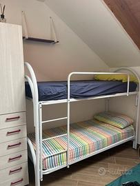 Letto a castello in metallo bianco  completo