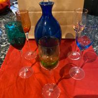 Set liquore in cristallo colorato