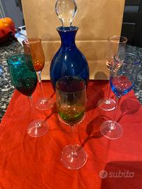 Set liquore in cristallo colorato