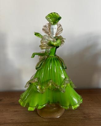 Statuina dama goldoniana in vetro di Murano