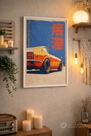 poster a4 auto giapponese wall art + cornice fram