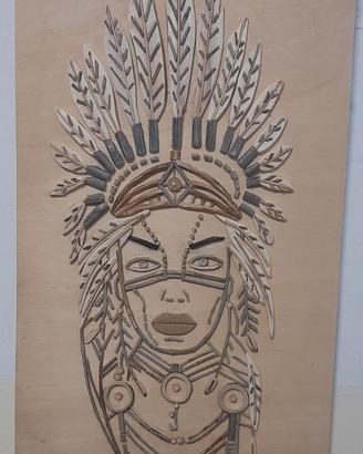 Quadro Artigianale in Legno - Nativo Americo 