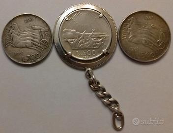 lotto 3 500 lire argento come da foto