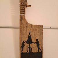 Due Mori di Venezia su asse di legno con fregio