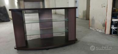 Mobile porta TV / Hi-Fi in legno scuro con ripiani