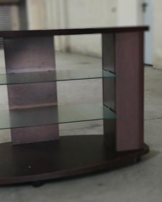 Mobile porta TV / Hi-Fi in legno scuro con ripiani