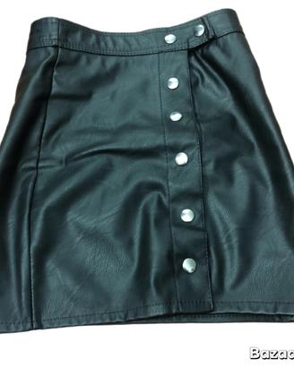 Gonna con bottoni colore nera eco pelle