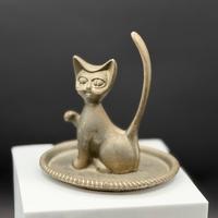 Porta anelli gatto metallo argentato vintage