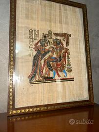 Cornice in legno-oro, con papiro antico egiziano