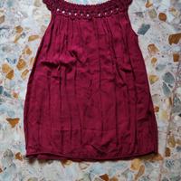 Blouse Viscosa Rossa con Pizzo Made in Italy