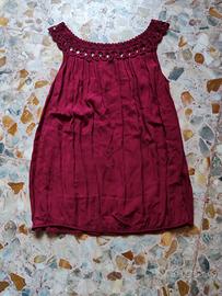 Blouse Viscosa Rossa con Pizzo Made in Italy