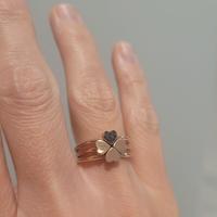 Dodo anello 4 cuori - oro rosa 9 kt - diamanti ner