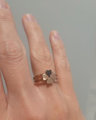 Dodo anello 4 cuori - oro rosa 9 kt - diamanti ner